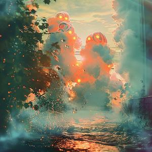 painting  fire  smoke  water  abstract  colorful  dynamic  expressionistic  visual  art 1053464
