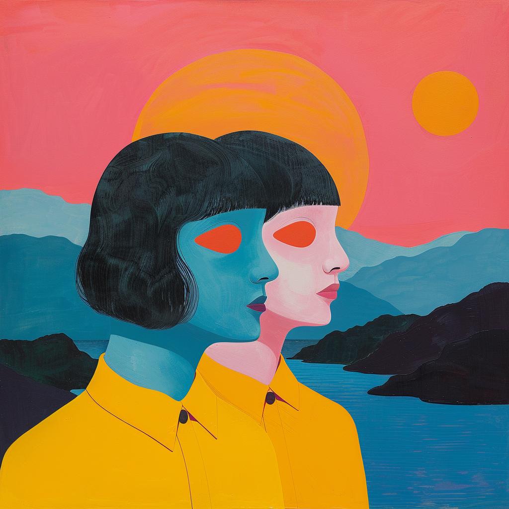 surreal  album  cover  women  yellow  blue  sun  background  creative  art 1019410
