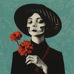 day  dead  woman  hat  flowers  surreal  album  cover  risograph  artwork 1077713
