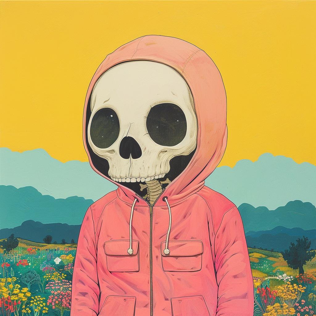album  cover  surreal  skeleton  pink  jacket  Joan  Cornella  creative  playful 1018025