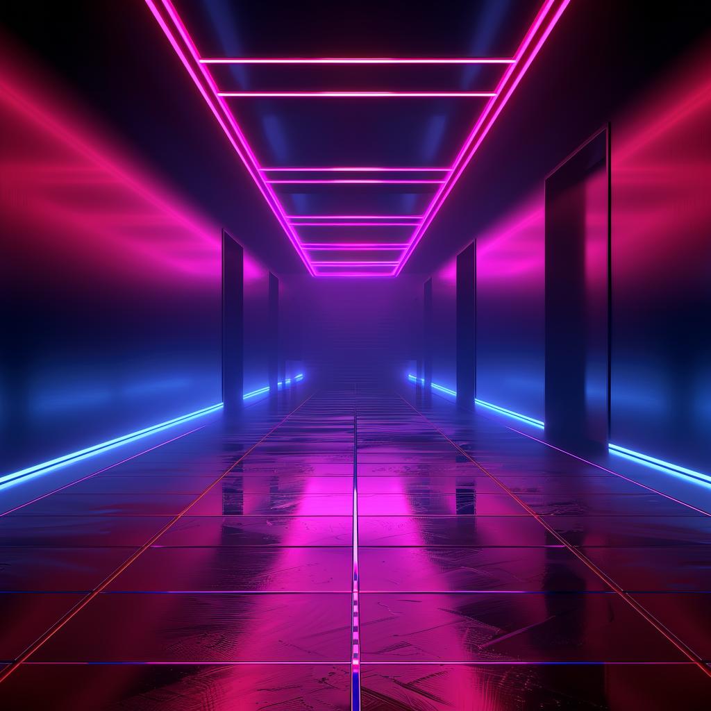 neon  hallway  lighting  blue  pink  strips  dark  unreal  outrun  stylize 1032744