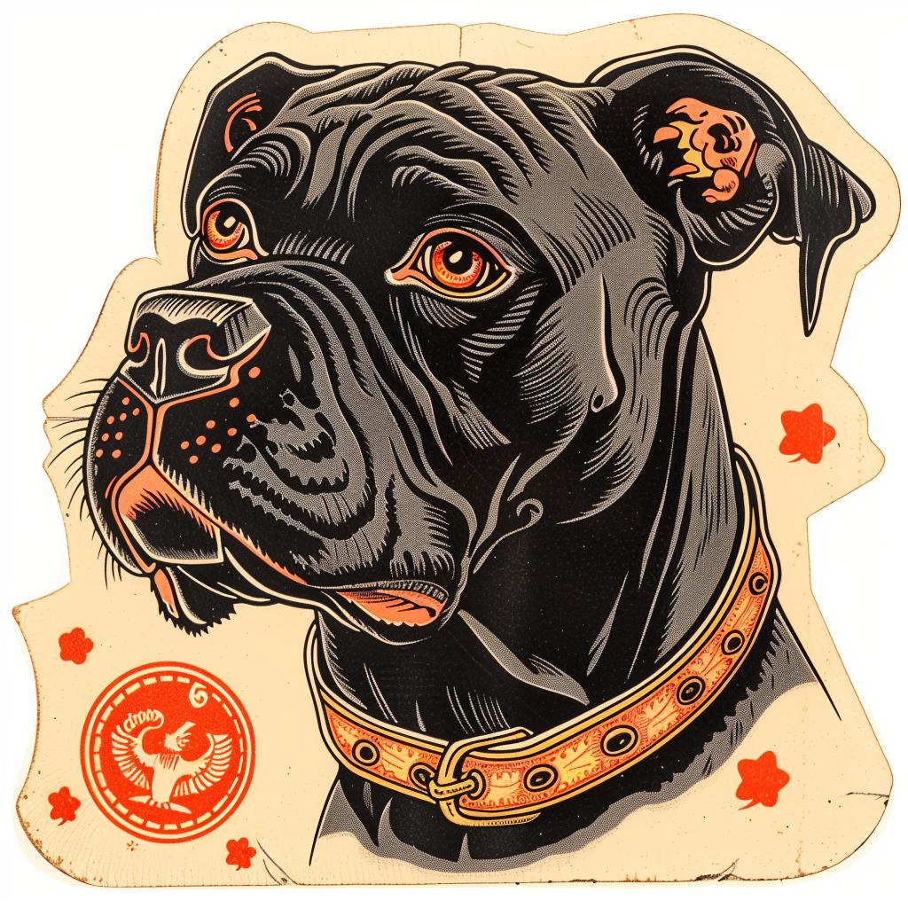 ملصق كلب CaneCorso، رأس أسود، صورة ظلية، تصميم متجه 942847