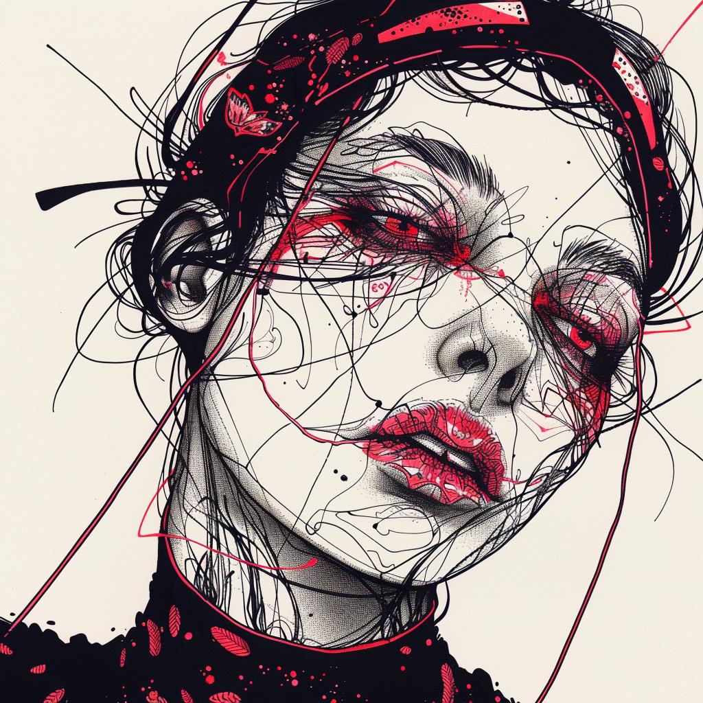 drawing  woman  red  paint  face  artwork  expression  emotional  surreal  conceptual 945492