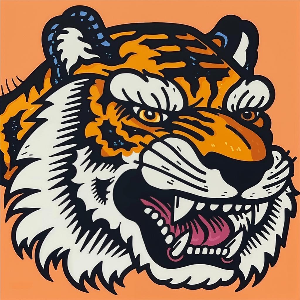 tiger  head  orange  background  animal  vibrant  artistic  nature  dynamic  wildlife 1024700