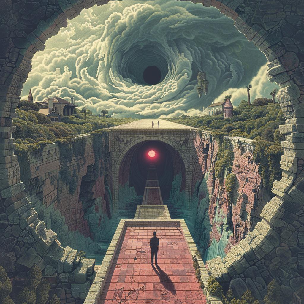 surreal  tunnel  man  spiritual  terror  occult  introspective  neon  painting  composition 974843
