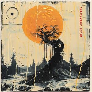 encaustic  painting  orange  tree  sun  abstract  colorful  nature  art  design 1067269