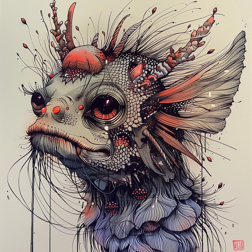 fish  spikes  mythical  creature  drawing  fantasy  art  strange  colorful  surreal 948849