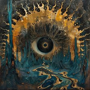 Art Nouveau  Surrealism  Pointillism  Eye  Beholder  Dark  Occult  Themed  Gold  Indigo 1076997