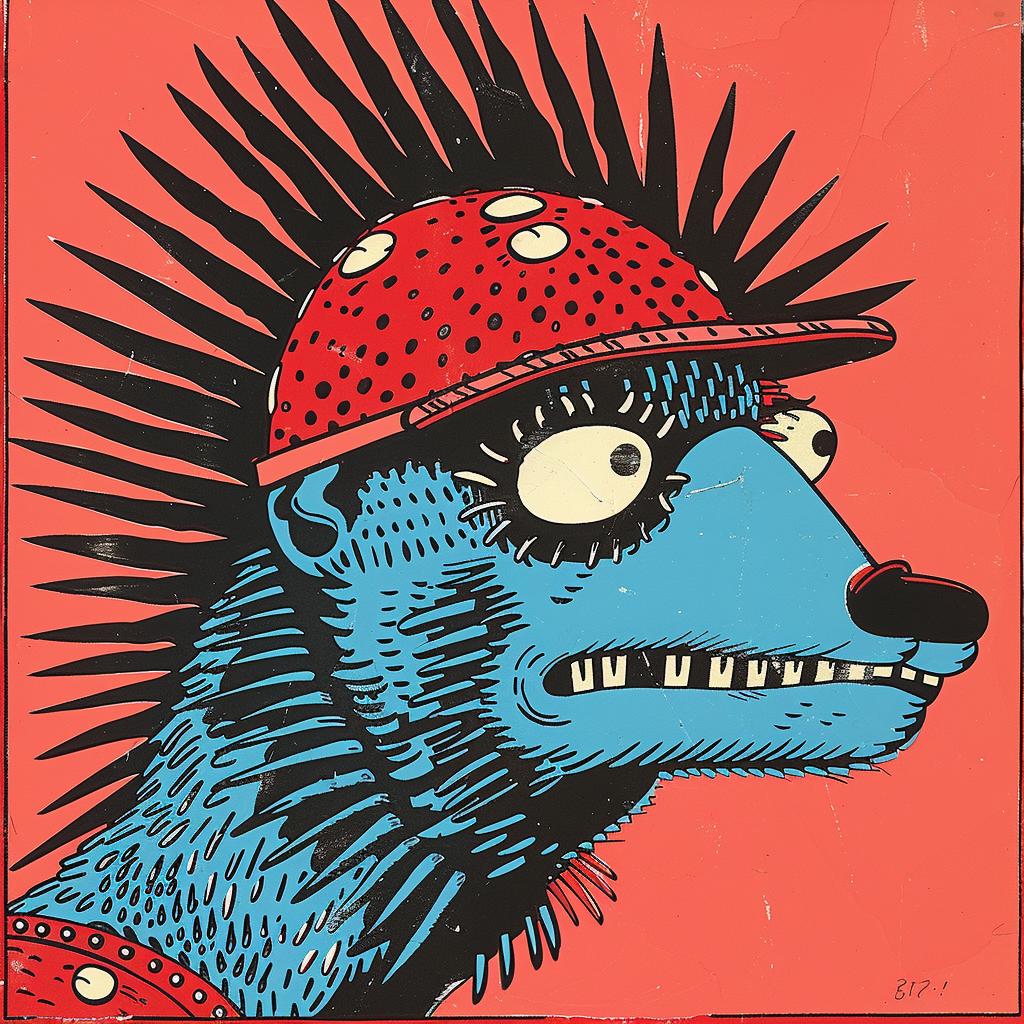 porcupine  creature  portrait  vibrant  comic  Kirby  1950s  illustration  colorful  hat 921422