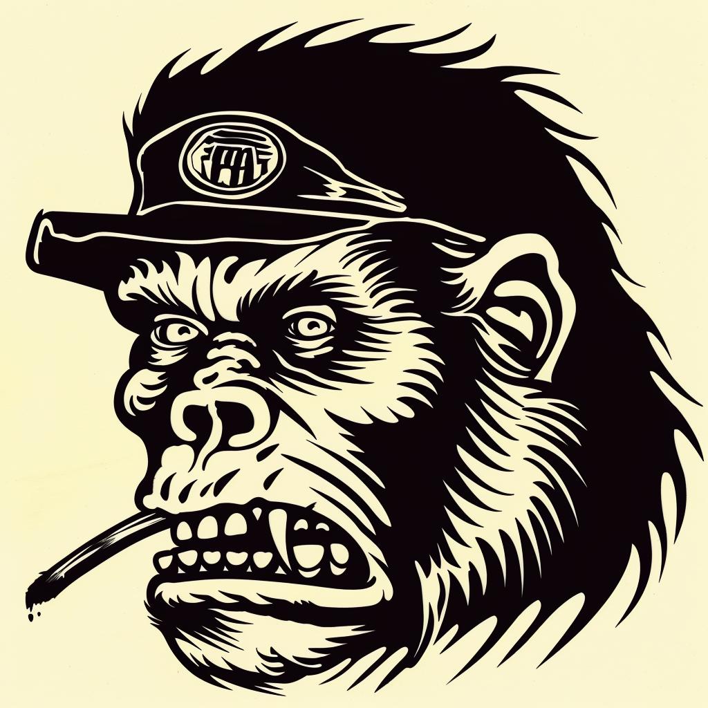 gorilla  cap  cigarette  cool  funny  mascot  character  illustration  bold  playful 939936