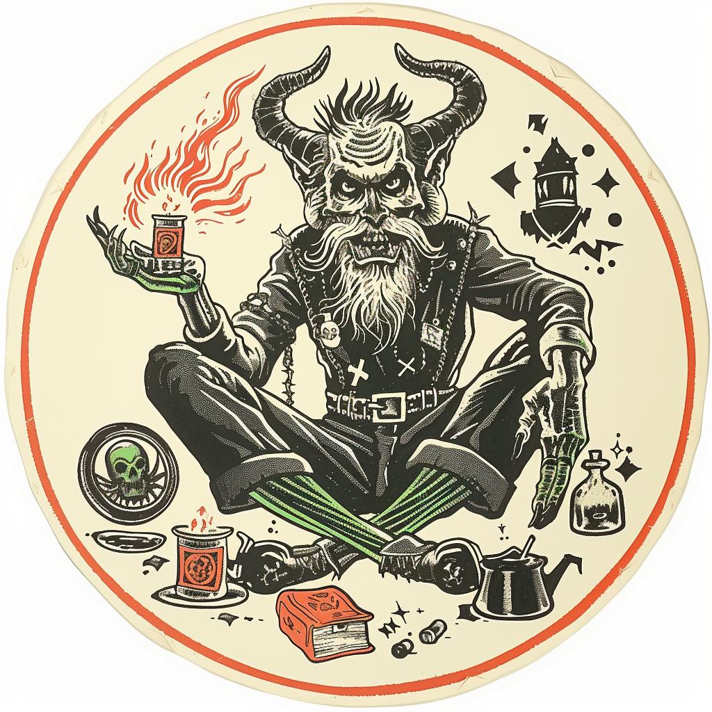provocative  black  white  demon  book  tea  sticker  naturalistic  spiritual  occult 935335