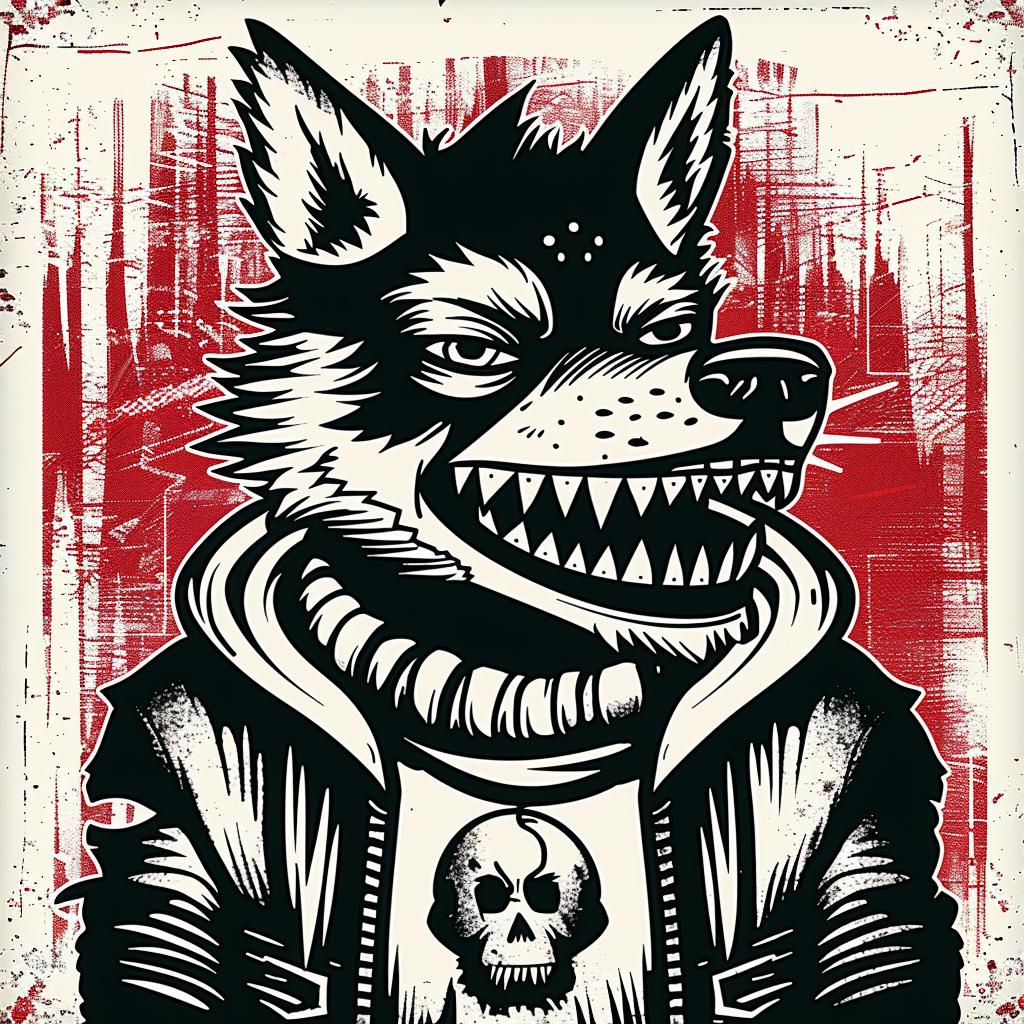 wolf  jacket  skull  edgy  urban  stylized  animal  graphic  portrait  illustration 939986