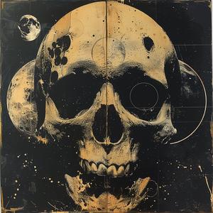 surreal  album  cover  skull  moon  Risograph  Symbolist  screenprinting  hyper-realistic  Todd White 1079146