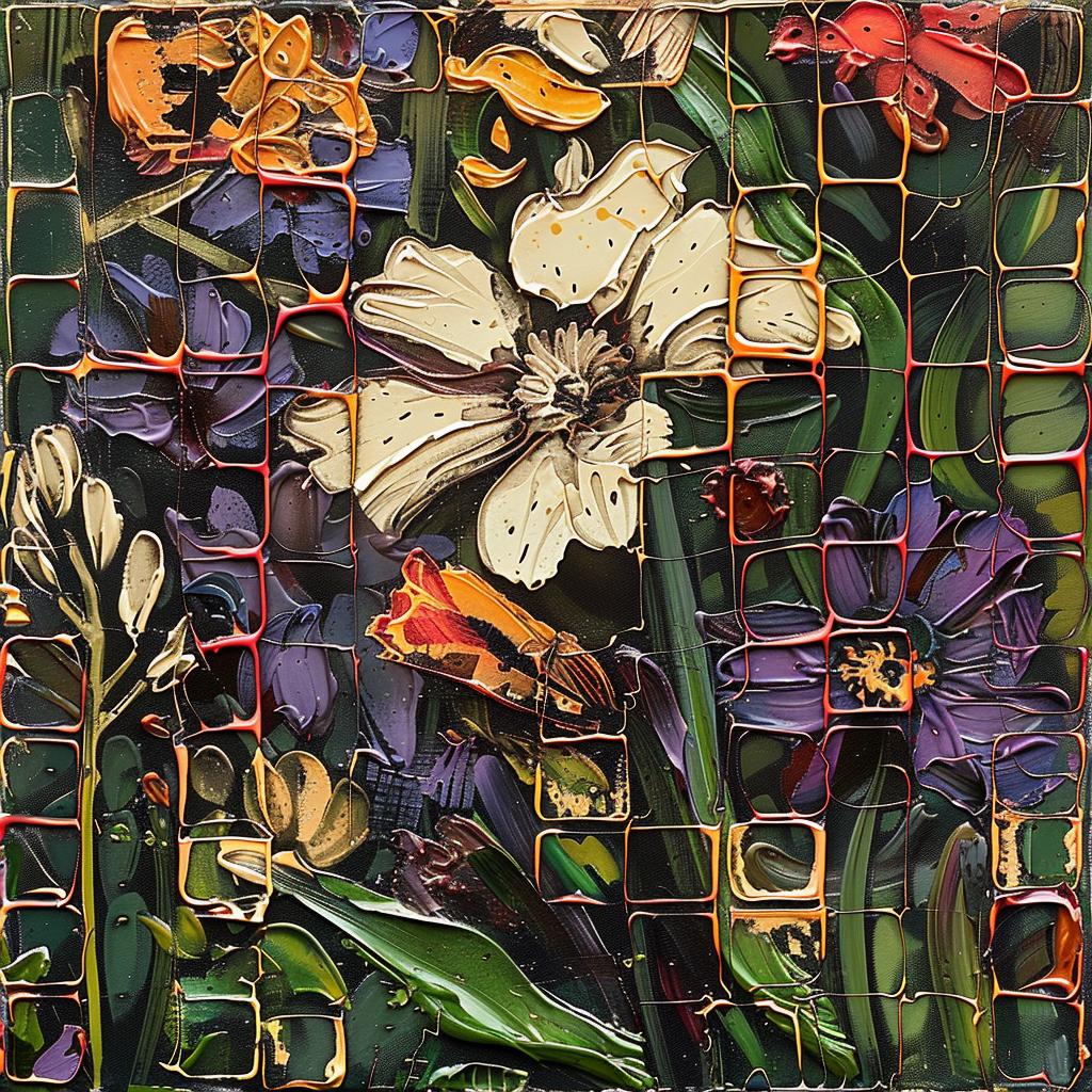 encaustic  painting  flowers  tile  colorful  nature  floral  detailed  medium  art 951121