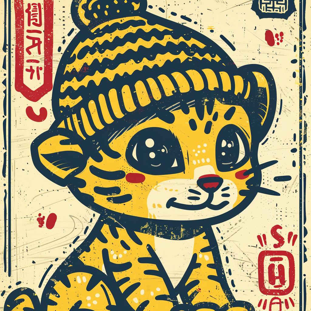cute  tiger  kawaii  hat  scarf  street  culture  minimal  adorable  animal 955878
