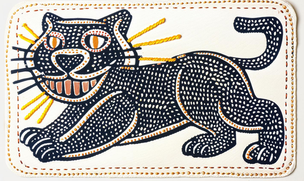 patch  cat  embroidered  black  white  orange  eyes  minimal  design  streetwear 961073