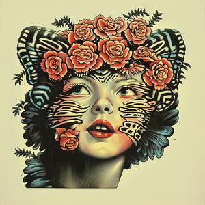 painting  woman  roses  flowers  chromolithography  colorful  portrait  nature  floral  artwork 1056851
