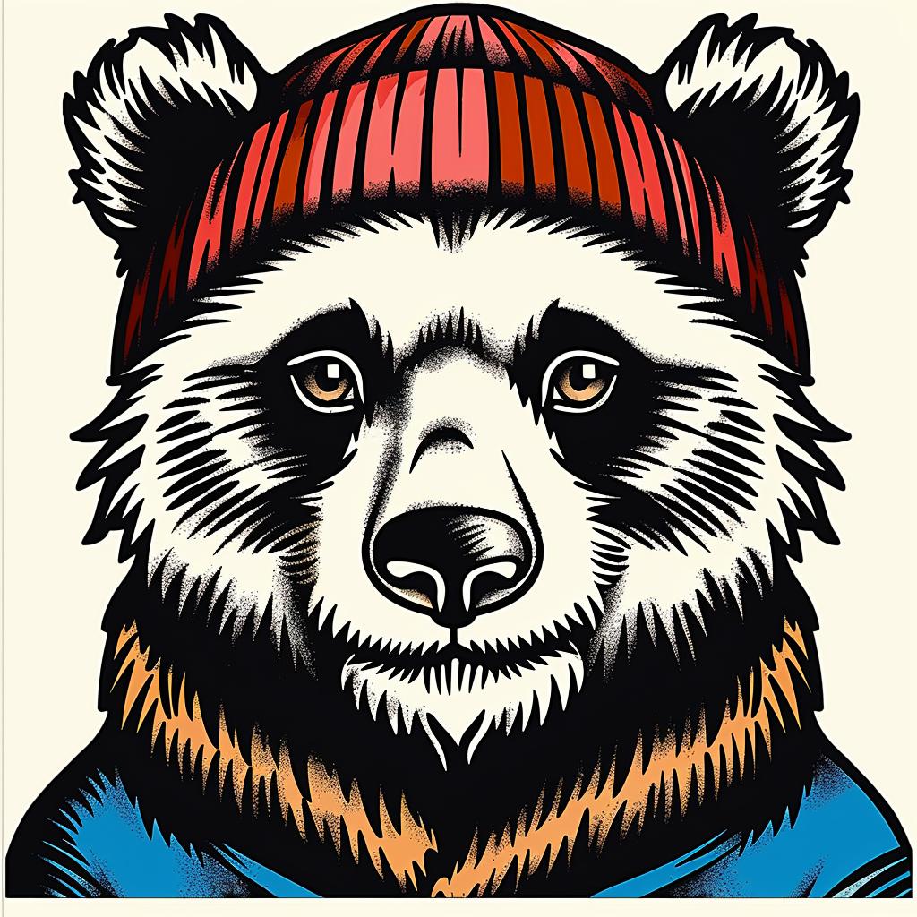 panda  bear  red  hat  jacket  cartoon  illustration  animal  art  character 962412