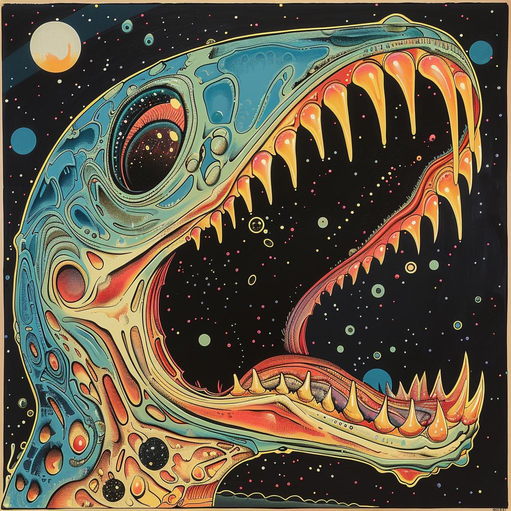 album  cover  Nychos  screaming  monster  electro  synthwave  trippy  geometric  blues 960647