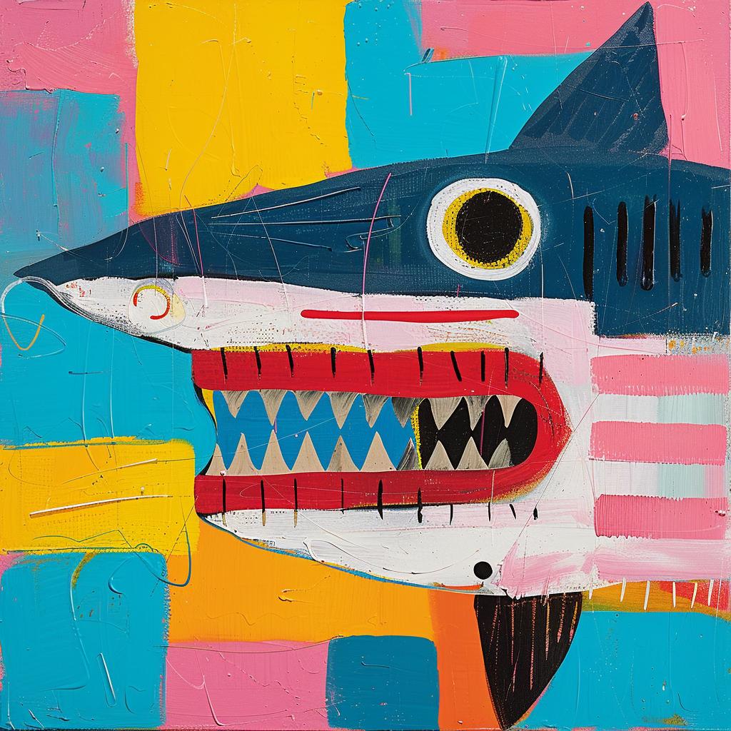 shark  painting  surreal  abstract  expressionism  colorful  mouth  big  ocean  art 977080