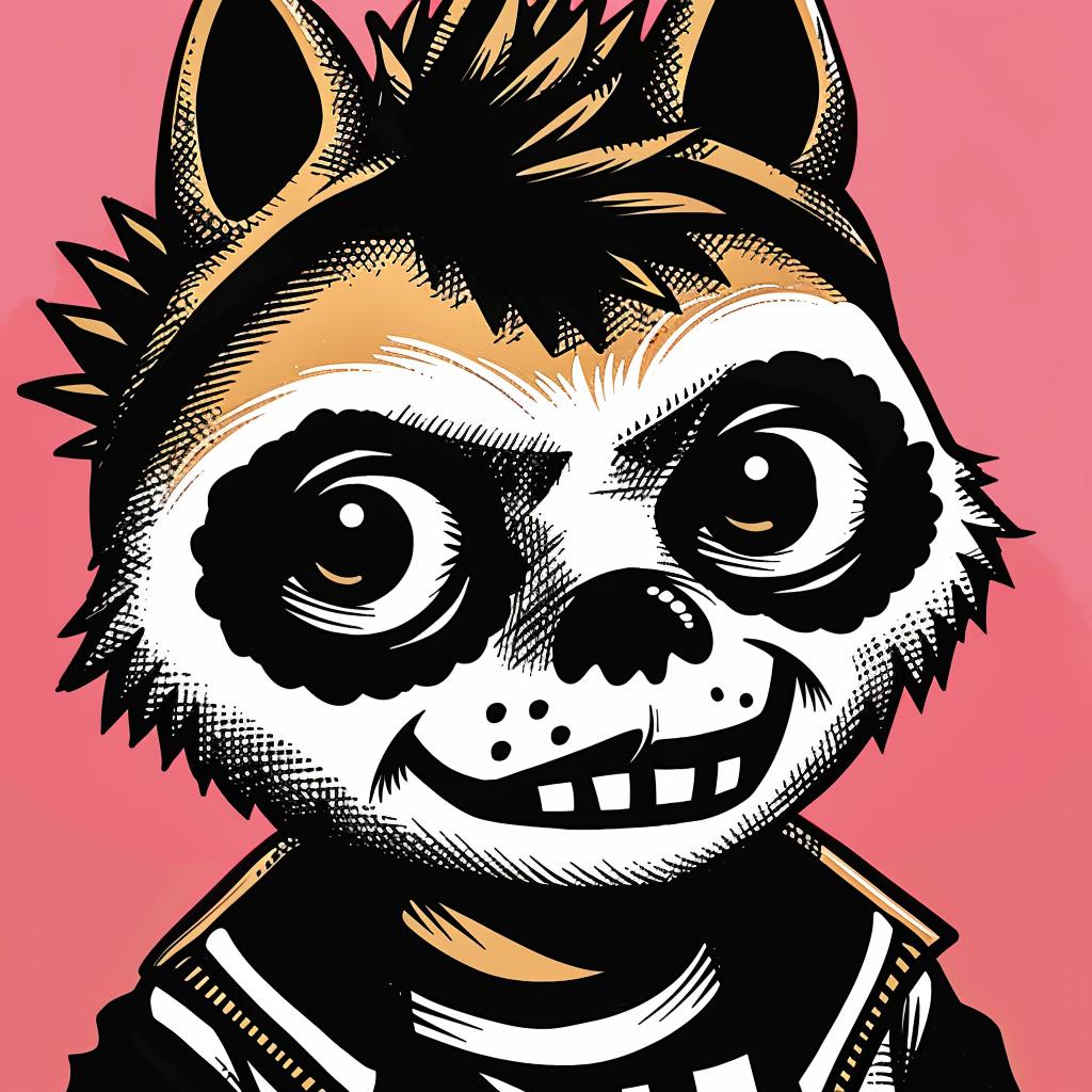 cartoon  raccoon  skull  mask  animal  cute  character  illustration  playful  costume 966698