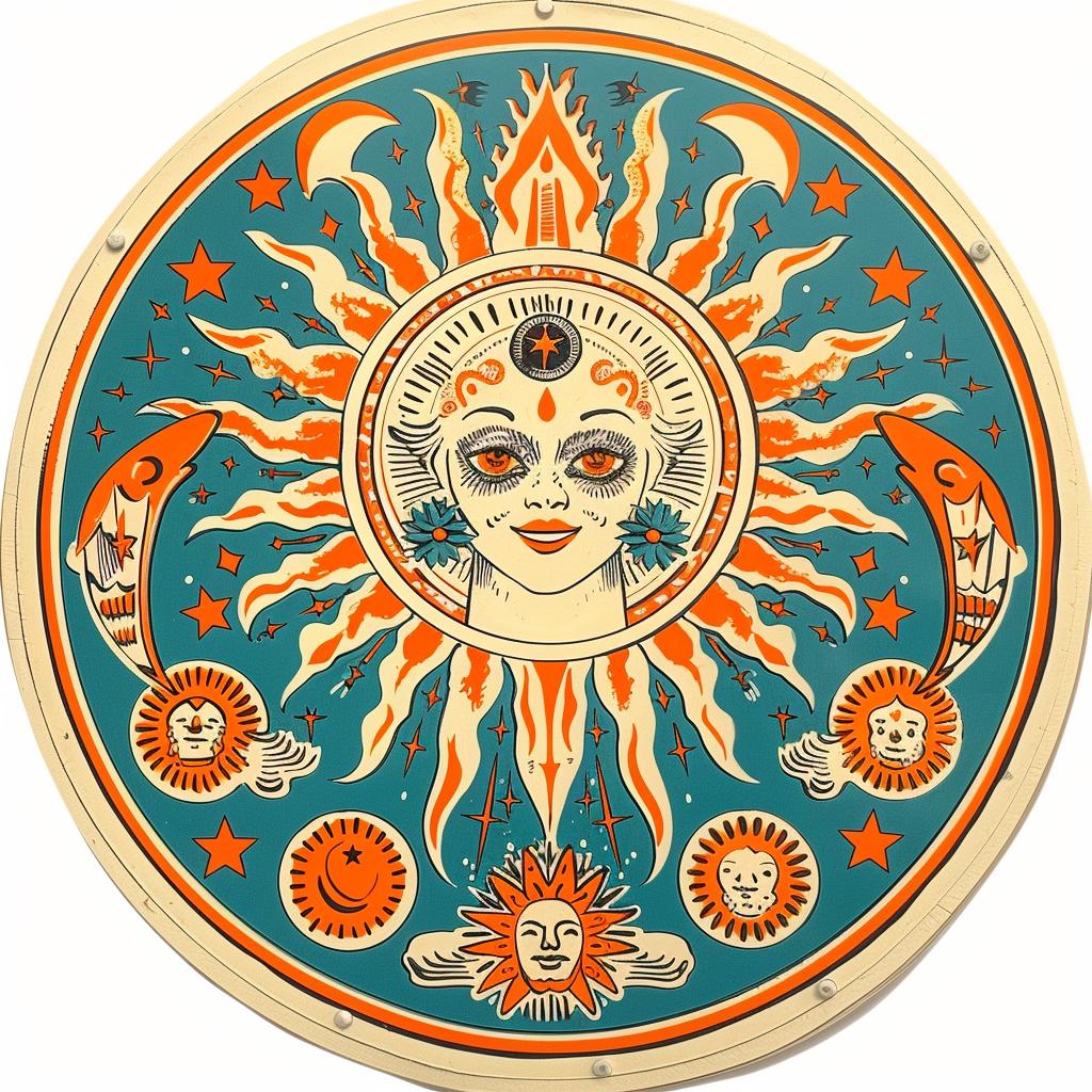 circular  sun  moon  hanging  joyful  art  positive  fantasy  colorful  ecstatic 935619