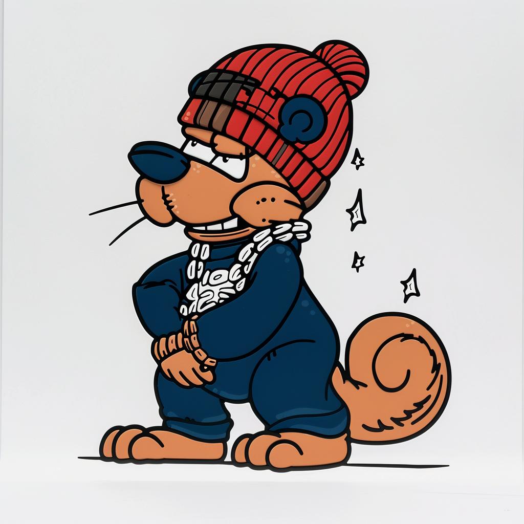 aggressive  streetwise  anthropomorphic  animal  knit  cap  urban  minimal  red  silver 958881