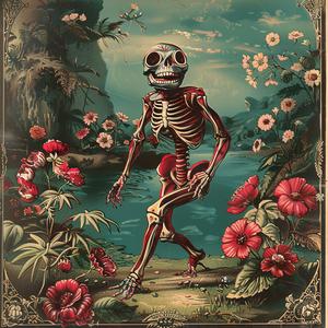 skeleton  flowers  chromolithography  art  illustration  color  design  nature  scene  background 1050512