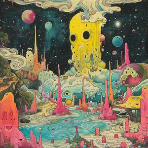 surreal  album  cover  painting  monster  colorful  landscape  Yoshitoshi  hyper-realistic  symbolist 1064737