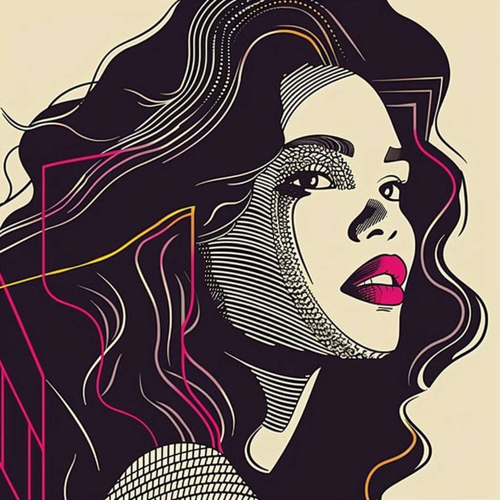 Pop Art  African-American  model  female  Patrick Nagel  portrait  long hair  afro  white  background 937593
