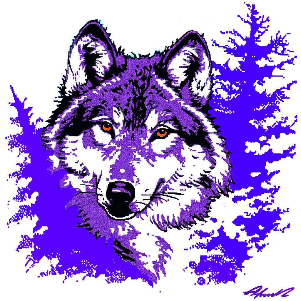wolf  line  drawing  purple  trees  nature  background  minimalist  art  illustration 940129