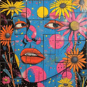 painting  woman  flowers  face  surreal  chaos  symbolist  colorful  hot  spring 1077986