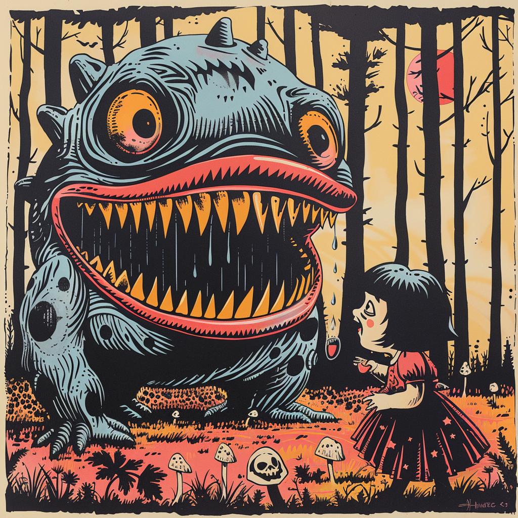 monster  girl  woods  Sendak  naturalistic  spiritual  terror  arts  dark  illustration 930250