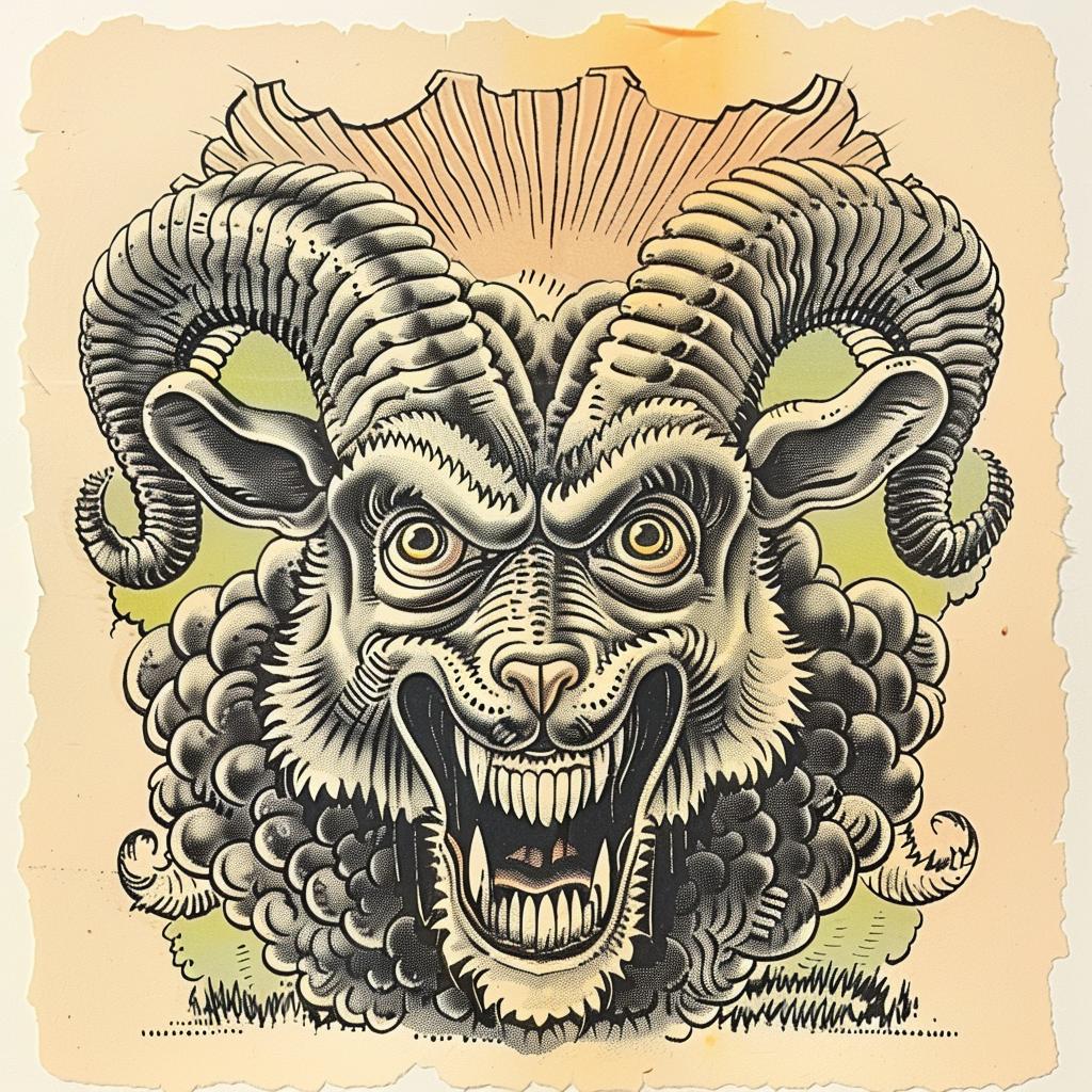 mythical  creature  wolf  sheep  hybrid  drawing  shading  halftone  wild  coat 934592