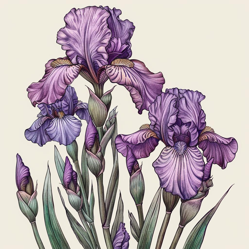 iris  flowers  purple  illustration  drawing  nature  floral  art  color  botanical 971555