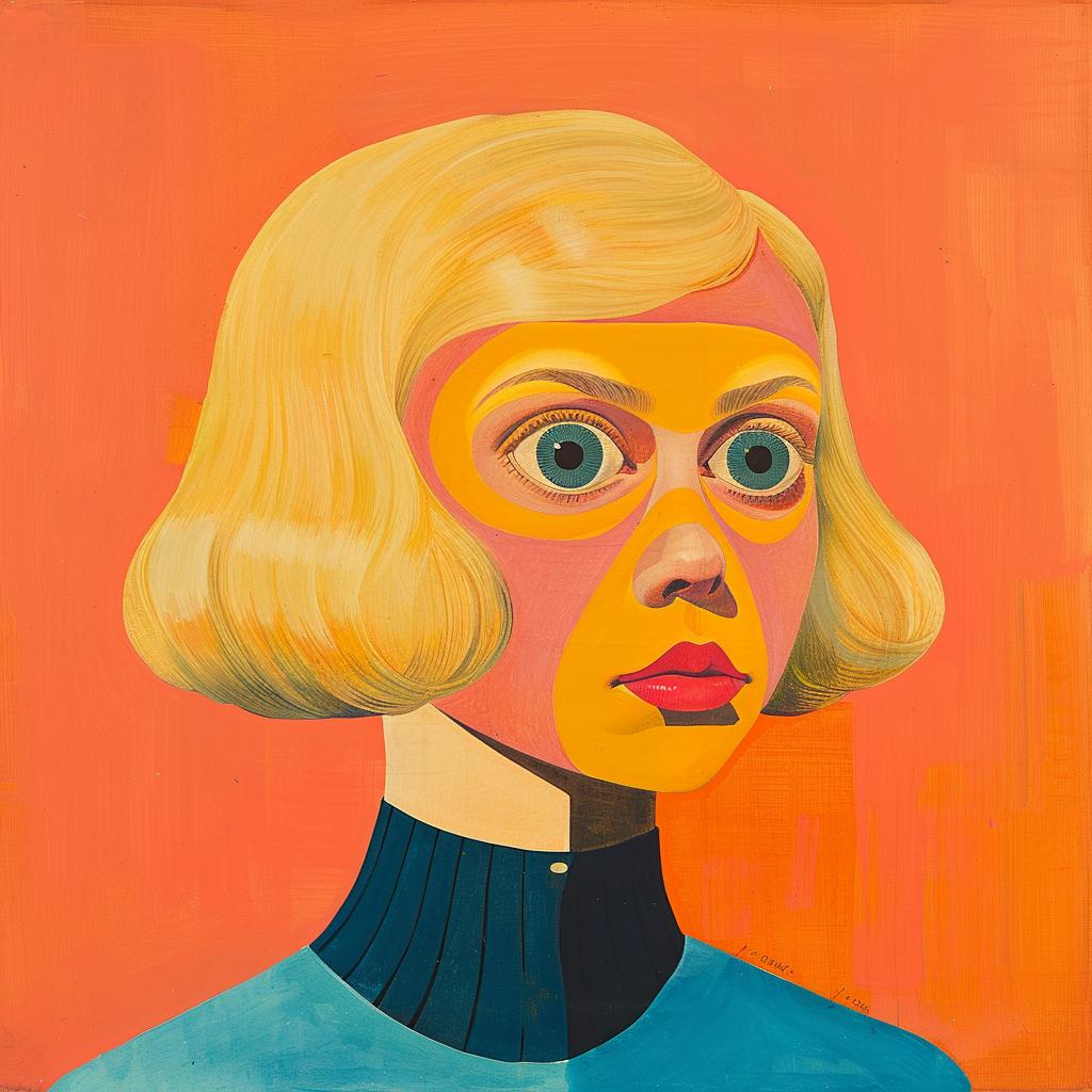 portrait  blonde  woman  threeeyes  JoanCornella  painting  surreal  vibrant  expression  art 971677