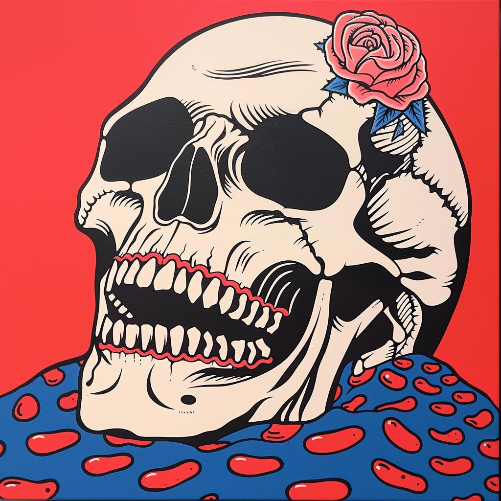 album  cover  painting  skull  rose  gothic  dark  symbolic  art  style 1024684