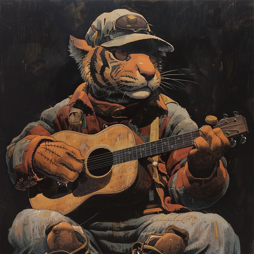 tiger  guitar  painting  musical  artwork  character  cartoon  illustration  fun  creative 922069