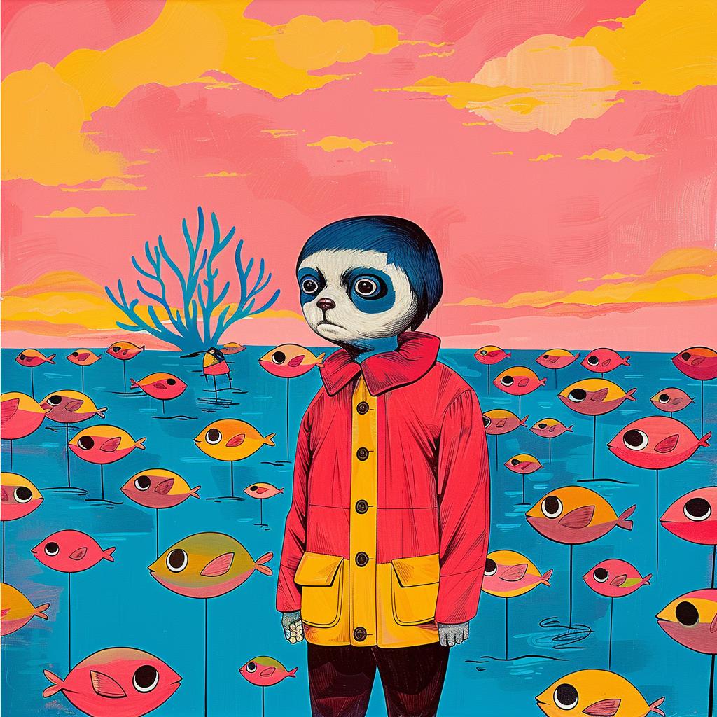 surreal  painting  man  jacket  fish  artistic  creative  unique  colorful  whimsical 1018443