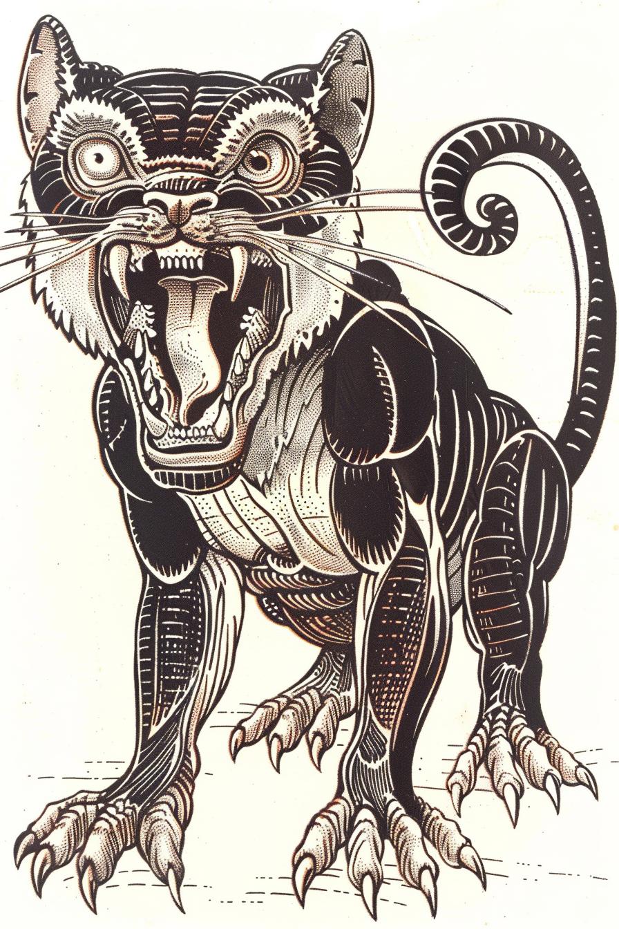 mythical  panther  creature  Todd  McFarlane  snarling  upright  wildlife  black  white 934360