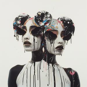 women  paint  dripping  faces  portrait  expression  artistic  contemporary  emotional  modern 1072611