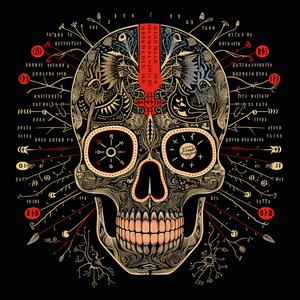 symmetrical  dark  occult  minimal  Japanese  elements  badge  floral  skull  symbols 1078762