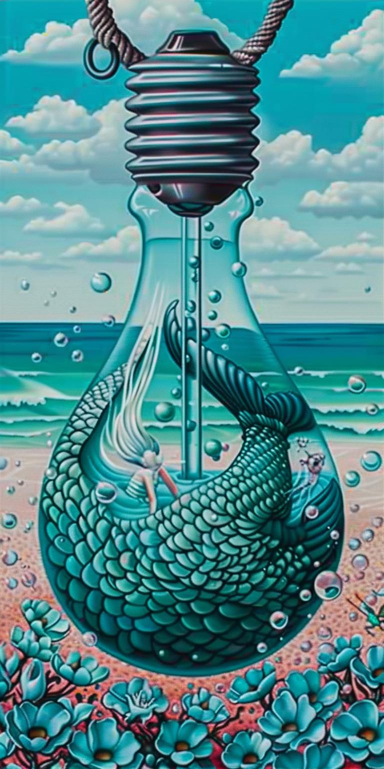 lightbulb  liquid  mermaid  bottle  artistic  colorful  fantasy  conceptual  surreal  creative 940584