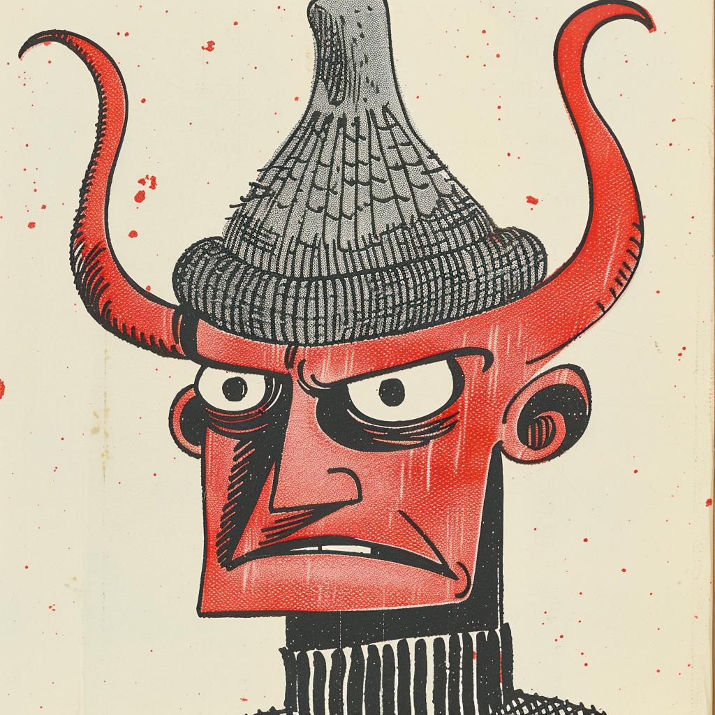 devil  horns  portrait  vibrant  comic  illustration  1950s  creature  knit  colors 921463