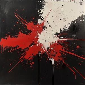 risography  deathmetal  splatter  encaustic  red  black  minimalist  explosion  joy  painting 1062376