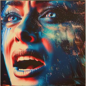 chromo  sparkle  glitter  painting  woman  blue  eyes  artistic  1974  expression 1038421