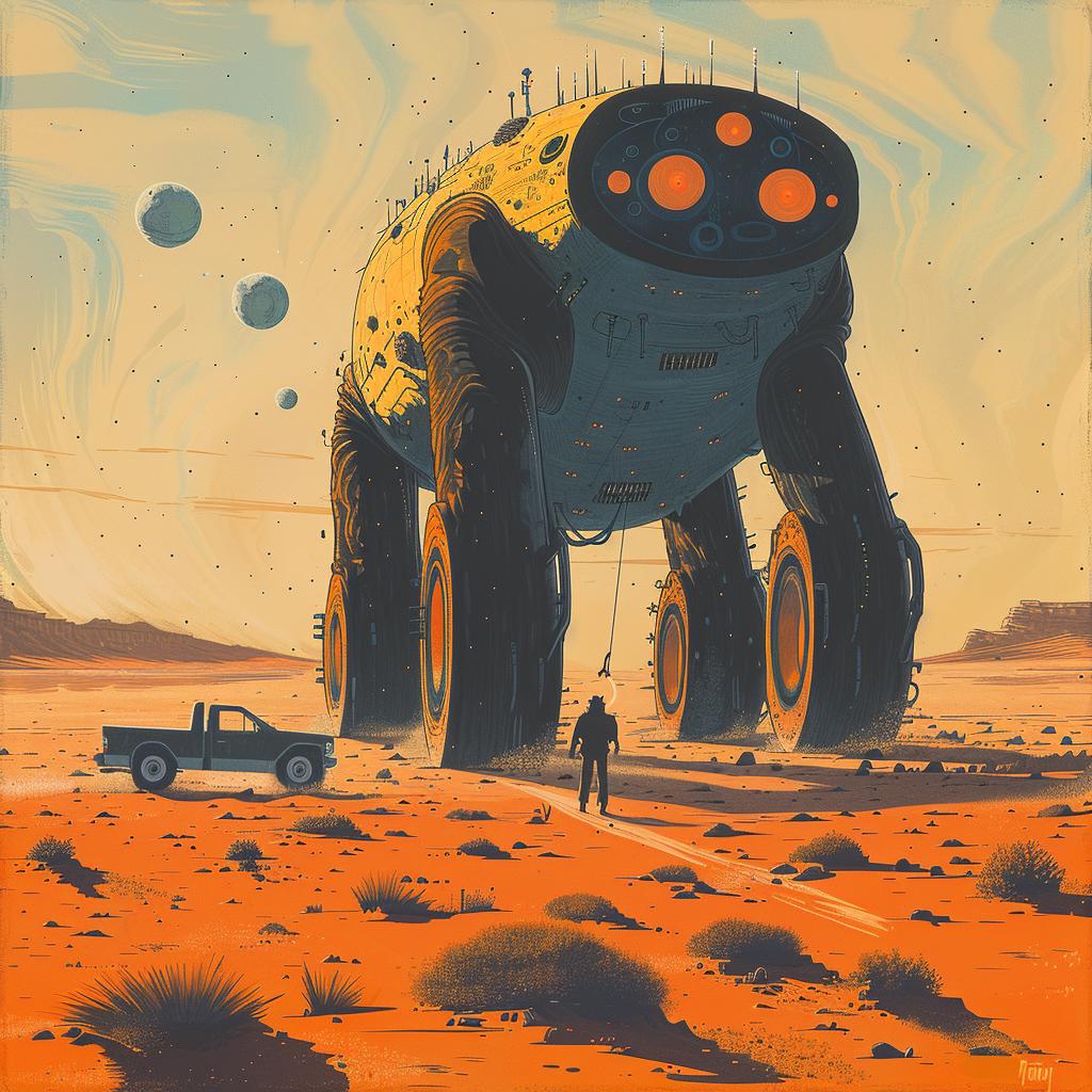 albumart  desert  robot  intricate  scary  man  speargun  yellow  black  blue 963973