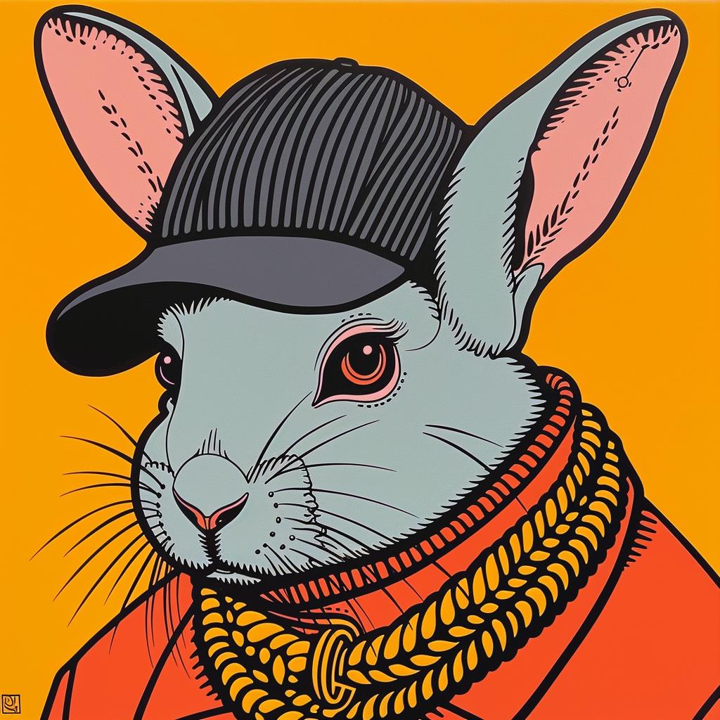 rabbit  hat  scarf  chain  rapper  flaunt  vibrant  cartoon  style  urban 1022044