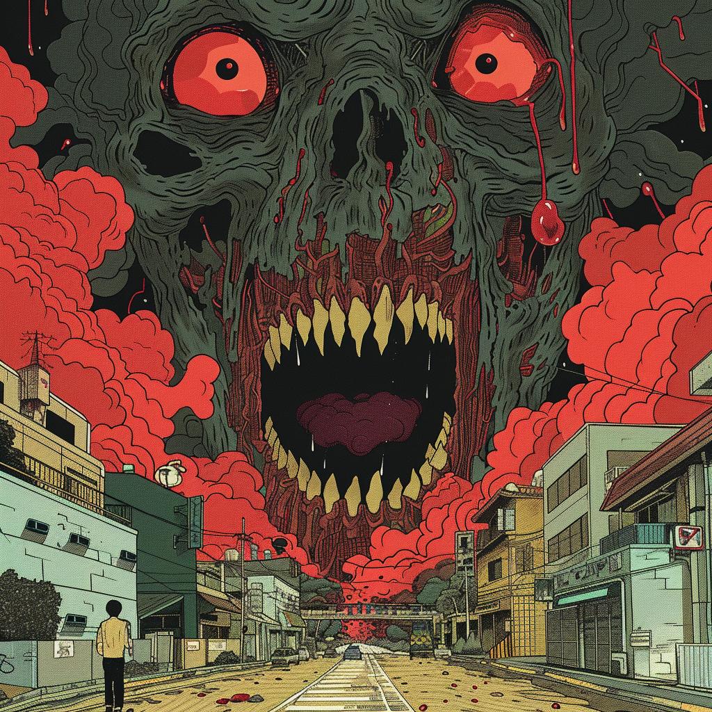 surreal  poster  movie  undead  hyper-realistic  screenprinting  axonometric  Toshio  Saeki  horror 961705