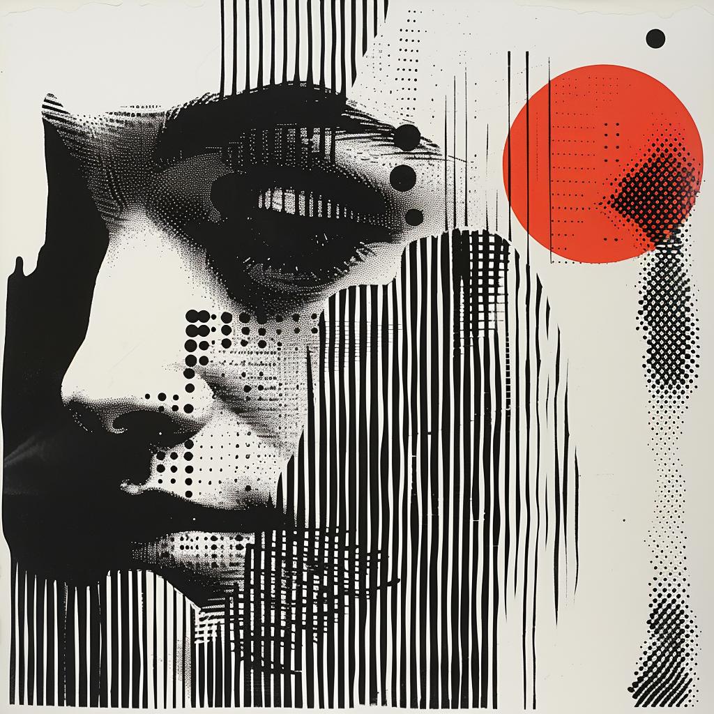 linocut  print  black  white  abstract  woman  dot  design  graphic  etching 963896